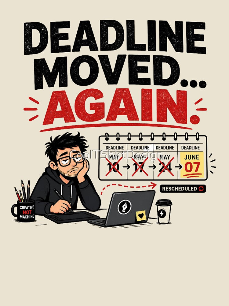 Deadline Moved Again Funny Design by CoolTShirtDesign