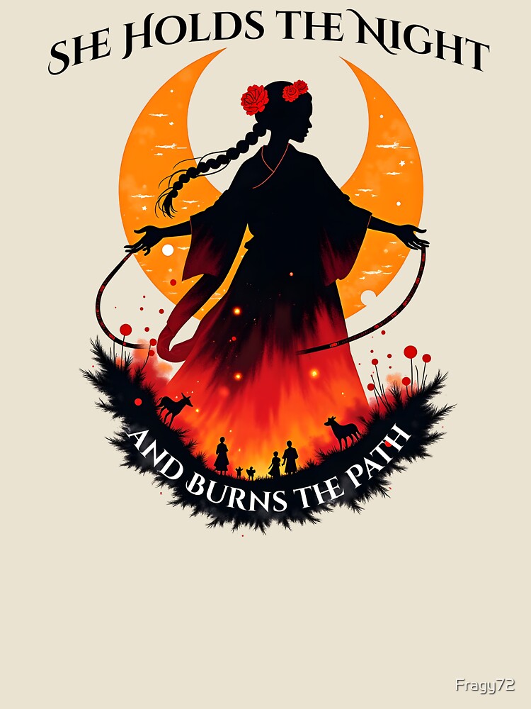AND BURNS THE PATH – Slavic Woman Among Flame and Moonlight by Fragy72