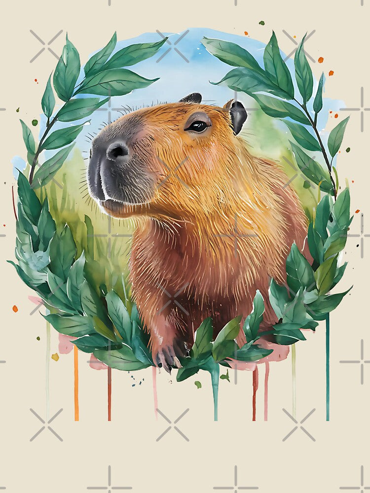 Cute watercolor capybara king of chill by Ann Miu Deluxe