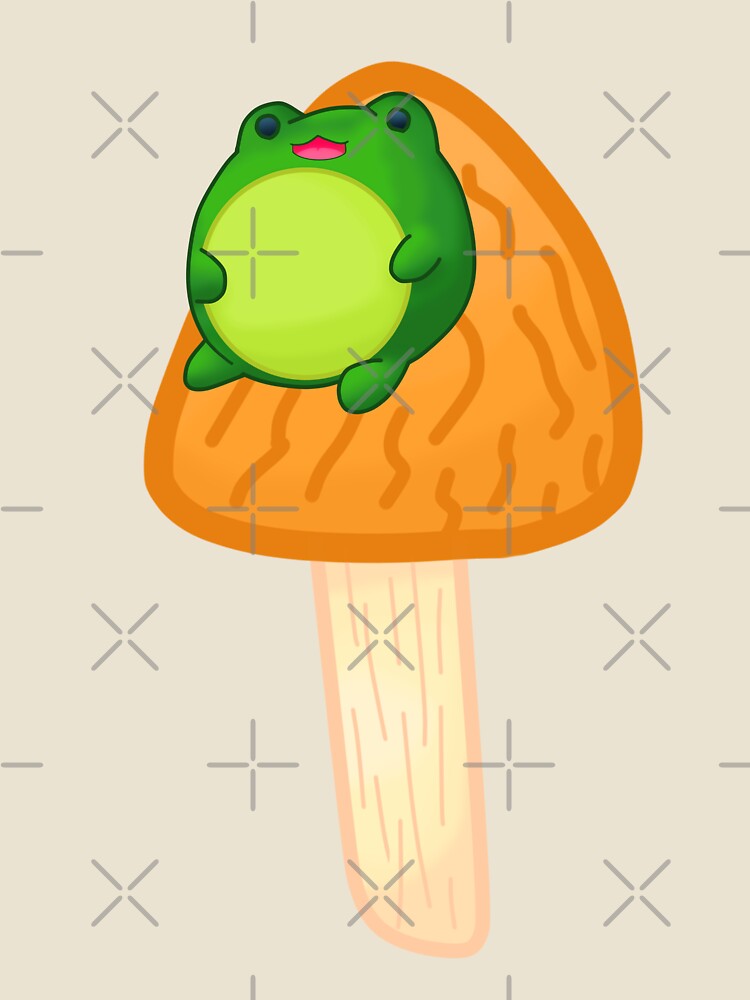Frog On Orange Mushroom by Cutsiecottage