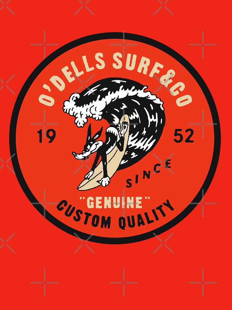 Vintage O’Dells Surf & Co. Surfboards Surfin Dog since 1952 fifties / sixties retro surf art logo by Kludoman