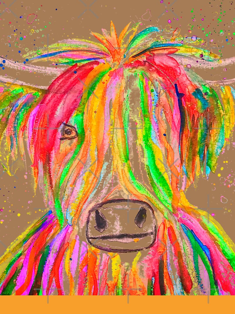 Highland Cow Watercolor painting brown by Artbymonika