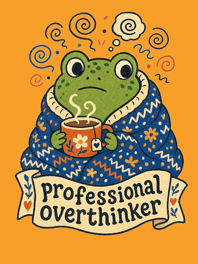 Professional Overthinker Cozy Frog by VisualArtsOasis