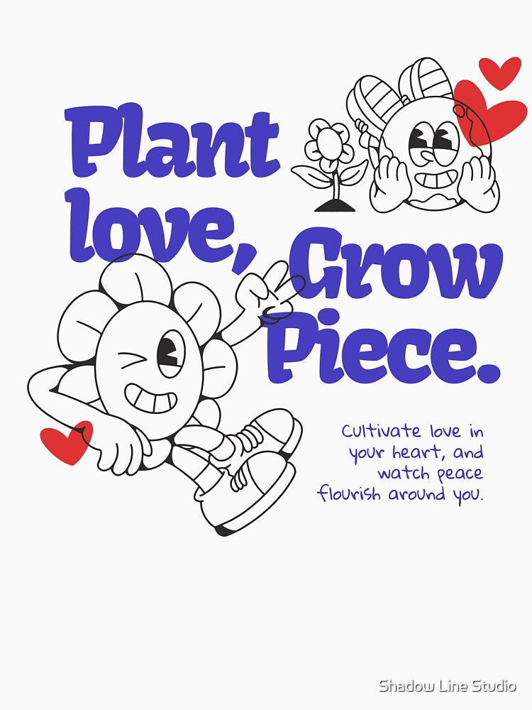 Blue Doodle Plants | Hand‑Drawn Botanical Graphic Tee by Shadow Line Studio