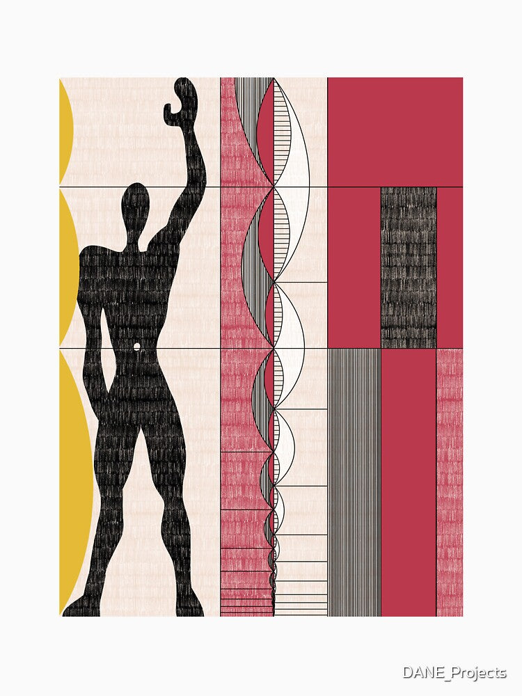 Le Corbusier architecture illustration minimalist colored pencil Modulor by DANE_Projects
