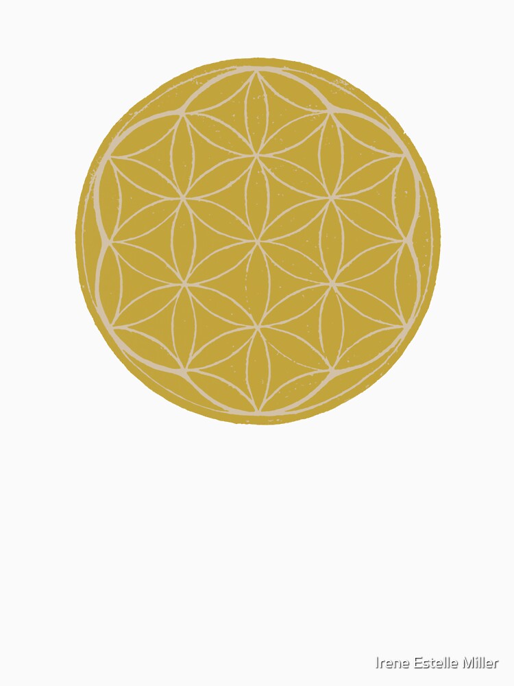 Flower of Life Linocut - Saffron + Dove by Irene Estelle