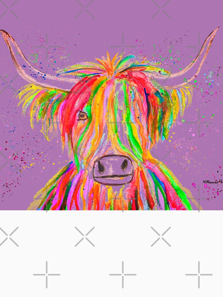 Highland Cow Watercolor painting Purple by Artbymonika