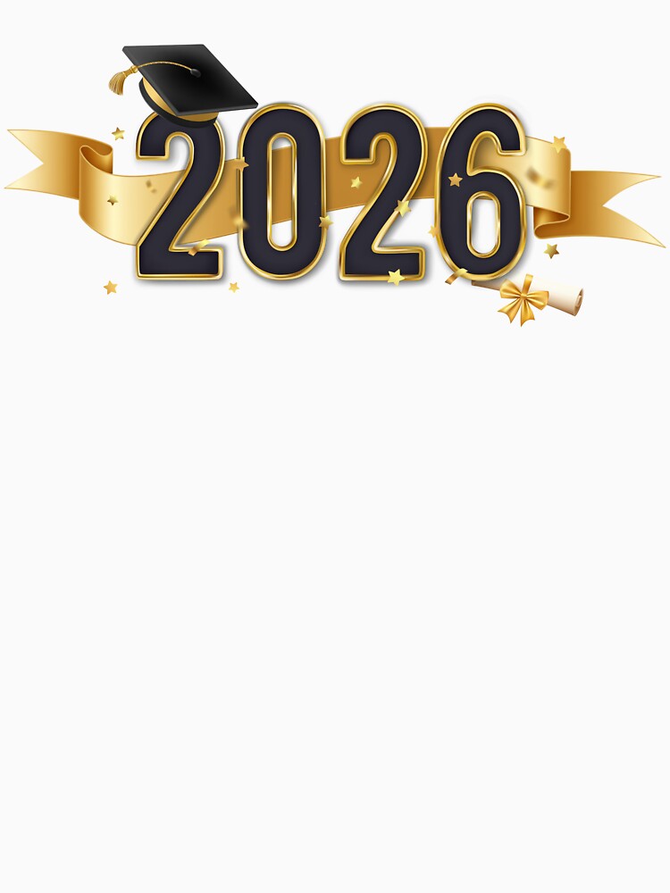 Graduate 2026 with Black Graduation Hat, Gold Star Confetti & Ribbon by JeweledDesigns