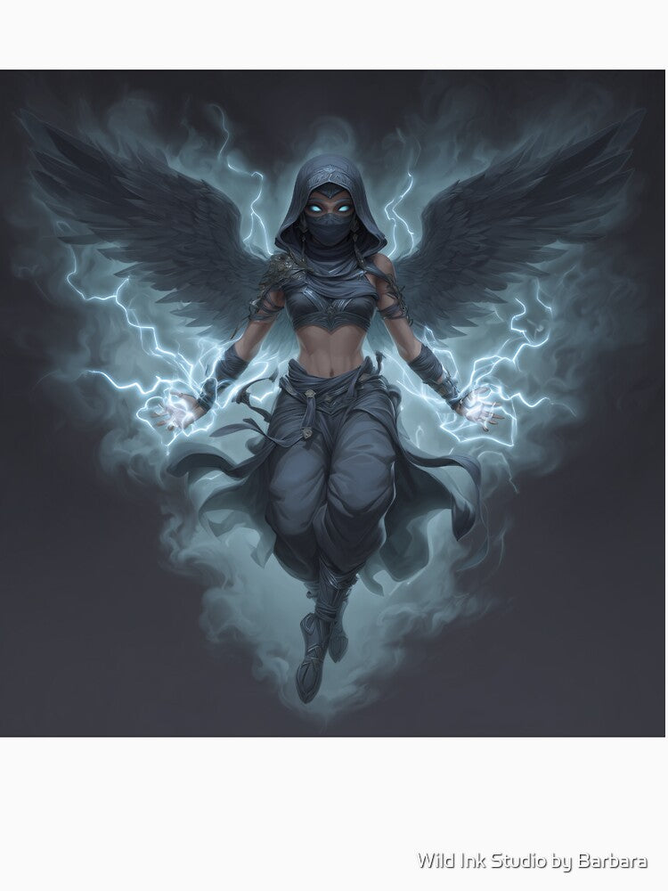 Dark Winged Sorceress-Lightning Fantasy Art by Wild Ink Studio by Barbara