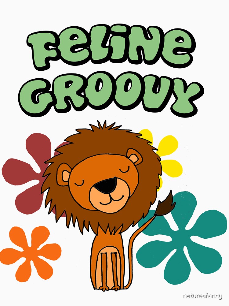 Funny Feline Groovy Lion Retro Cartoon by Nature's Fancy