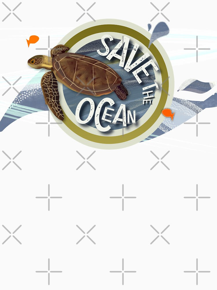 Save our Oceans - Cute turtle save the seas range for wild open water swimmers - Caroline Laursen Original by Caroline Laursen