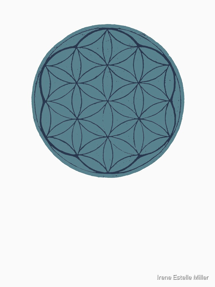Flower of Life Linocut - Peacock + Dusk by Irene Estelle