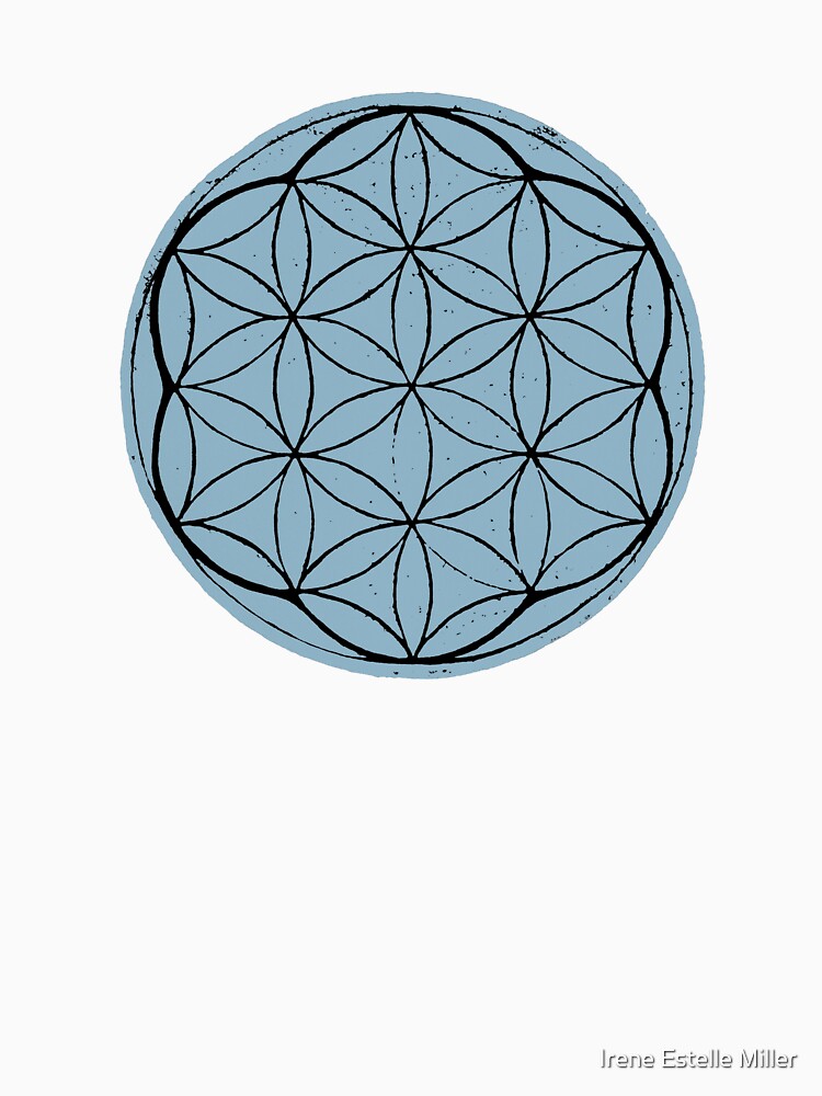 Flower of Life Linocut - Sky + Coal by Irene Estelle