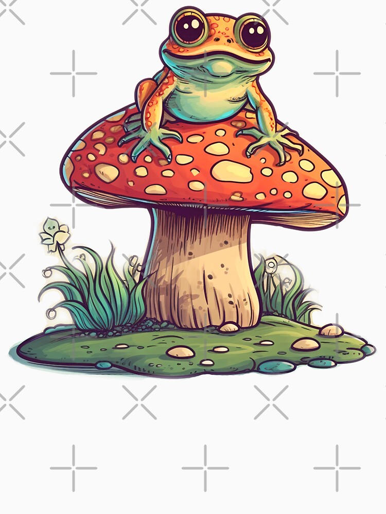 Joyful Vintage Frog on a Mushroom by RandomForestBot