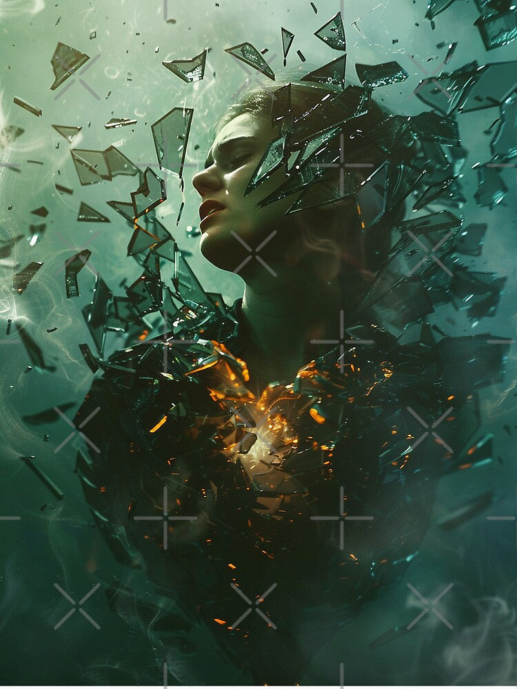 Shattered Heart Woman – Emotional Surreal Portrait by ArgentoArt