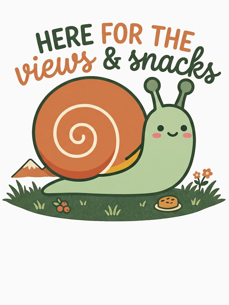 Here For The Views And Snacks Snail by SnailTrailsClub
