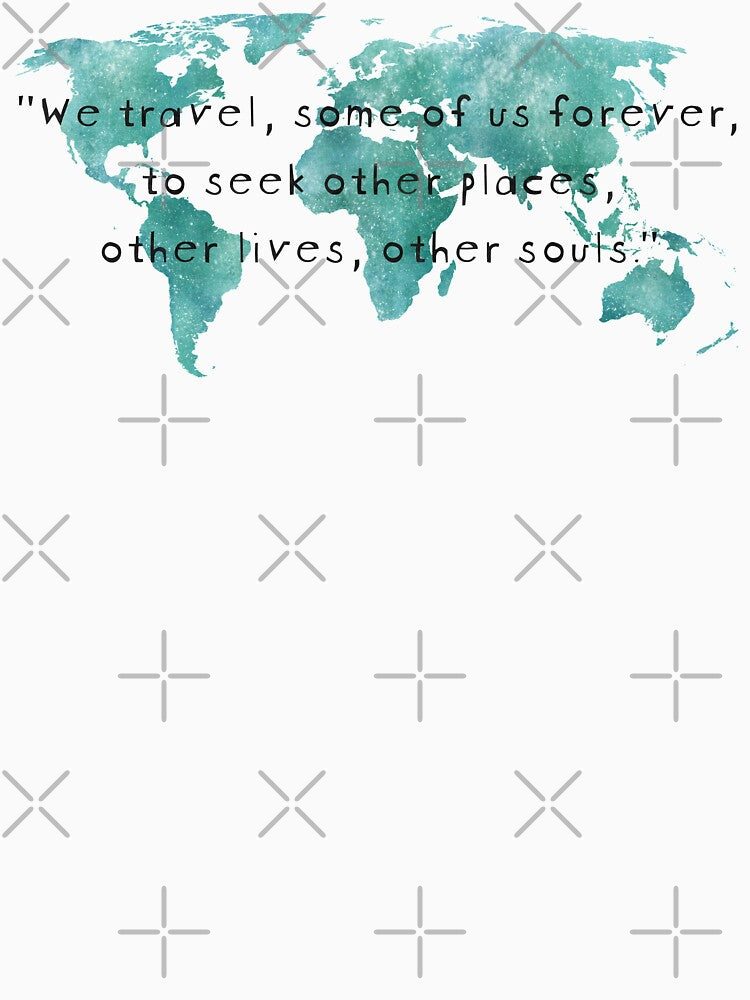 The Reason We Travel | Blue Watercolor World Map | Wanderlust by ABdigitaldesign