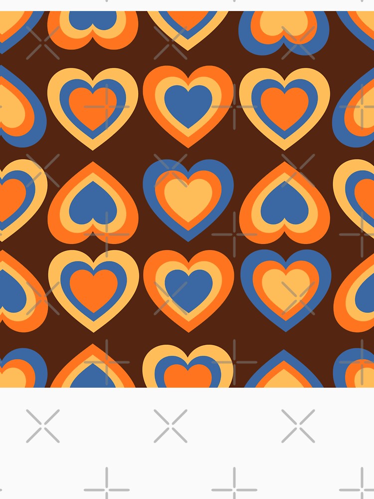 Groovy Retro Heart Seamless Pattern - 70s Vintage Love Aesthetic by Niji Hibana