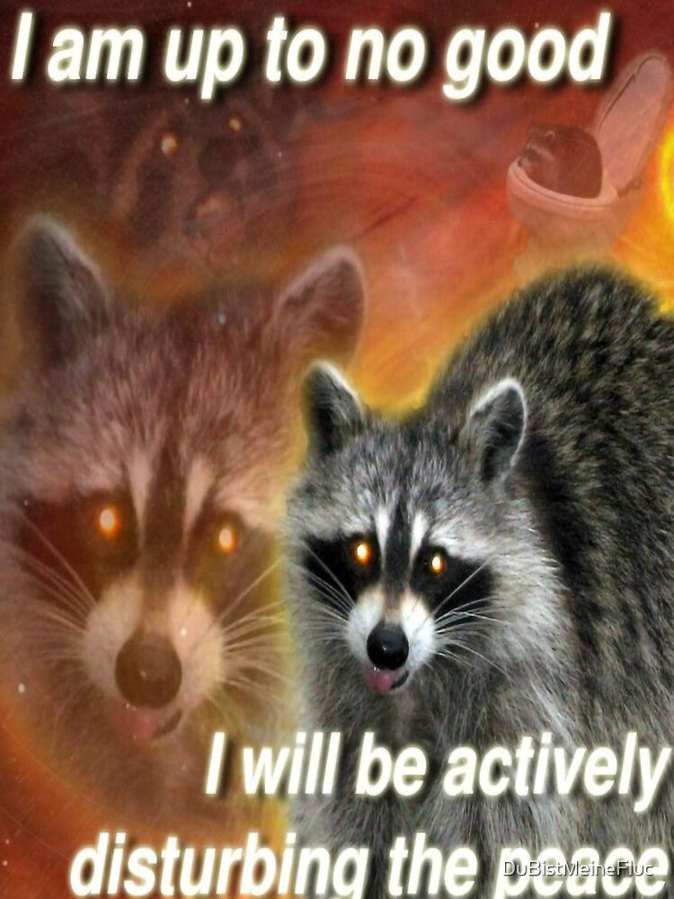 I am up to no good, I will be actively disturbing the peace - funny raccoon quote by DuBistMeineFluc