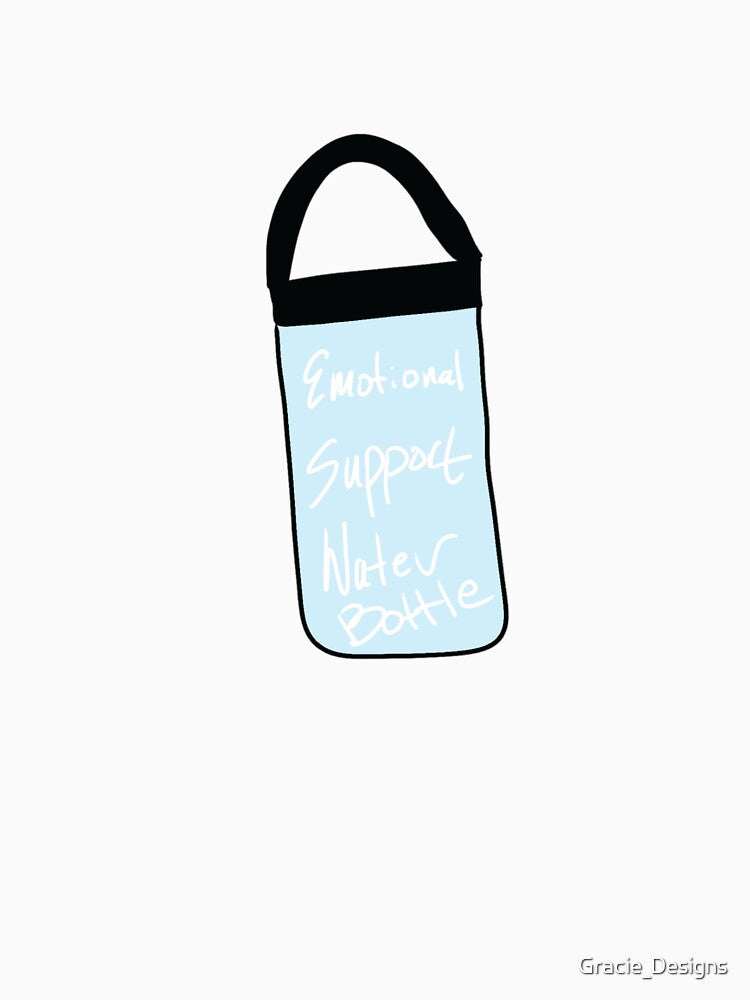 blue emotional support water bottle design by Gracie_Designs