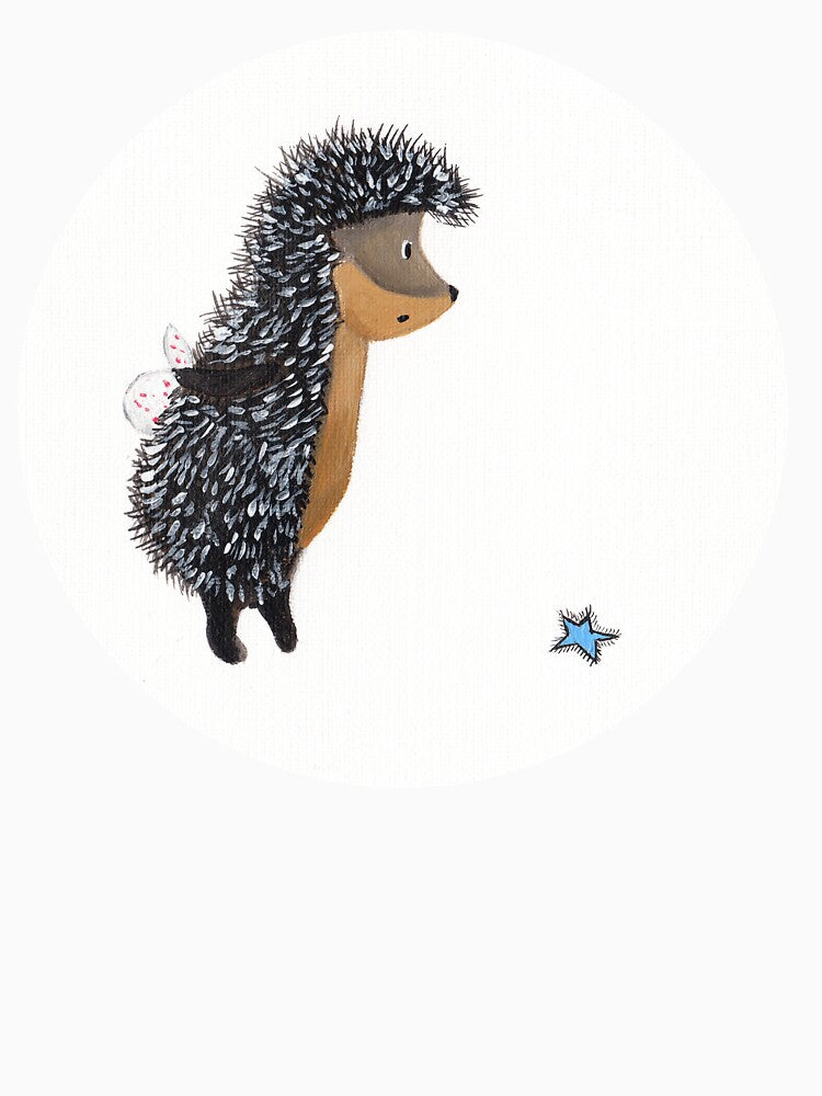 Nursery art - Hedgehog thinks of a happy wish by Marikohandemade