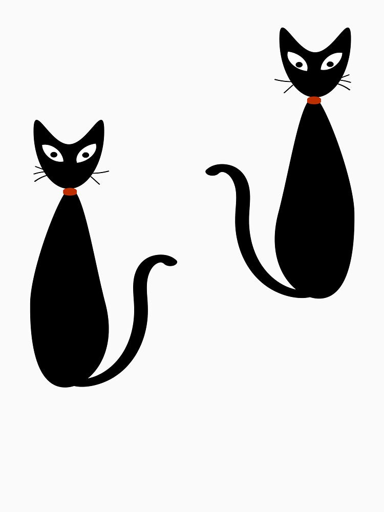 Mid Century Modern Black Atomic Cats by Pixels & Paint
