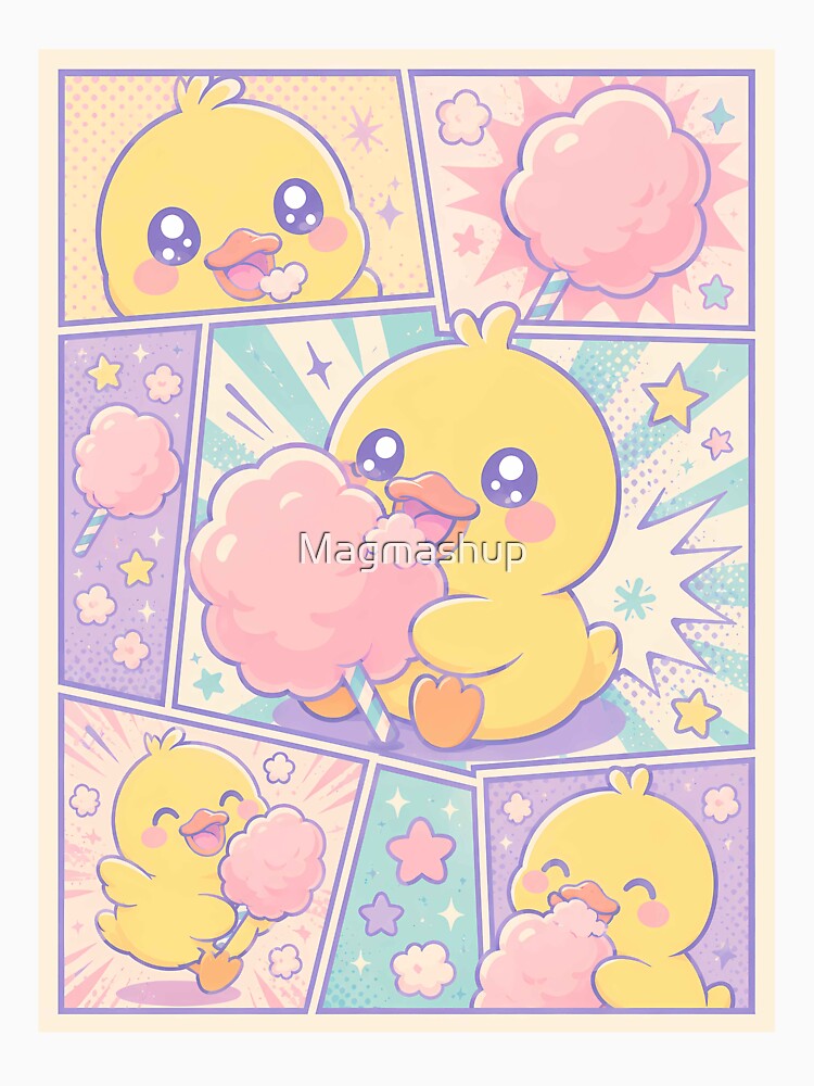 Kawaii Duck Eating Cotton Candy Comic Panel by Magmashup