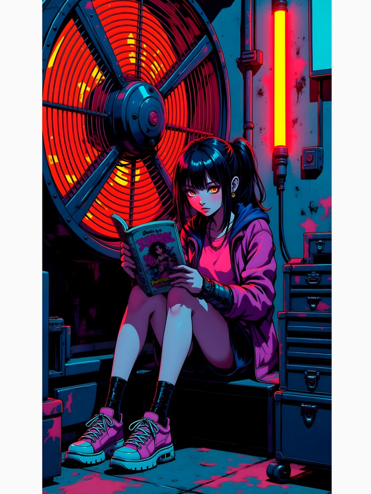“Funky Pop Anime Girl Reading Comic – Colorful Pop Culture Digital Art” by PrintsGateWay