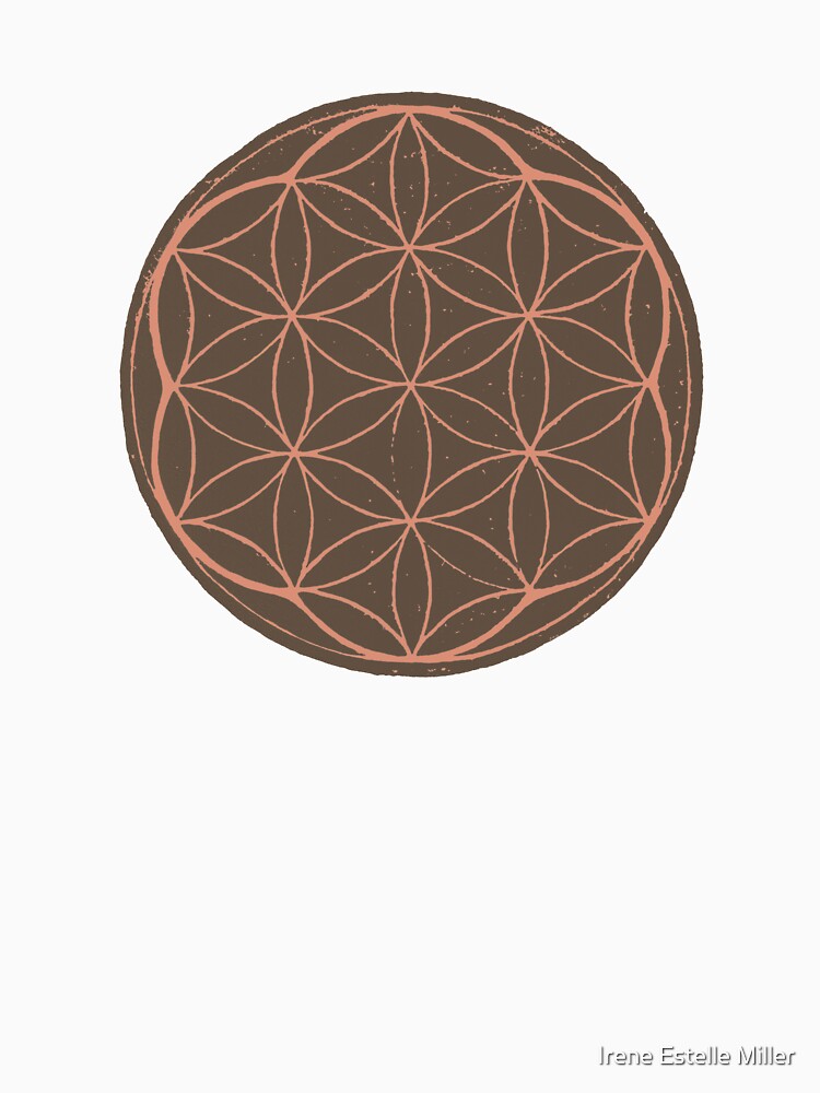 Flower of Life Linocut - Earth + Coral by Irene Estelle