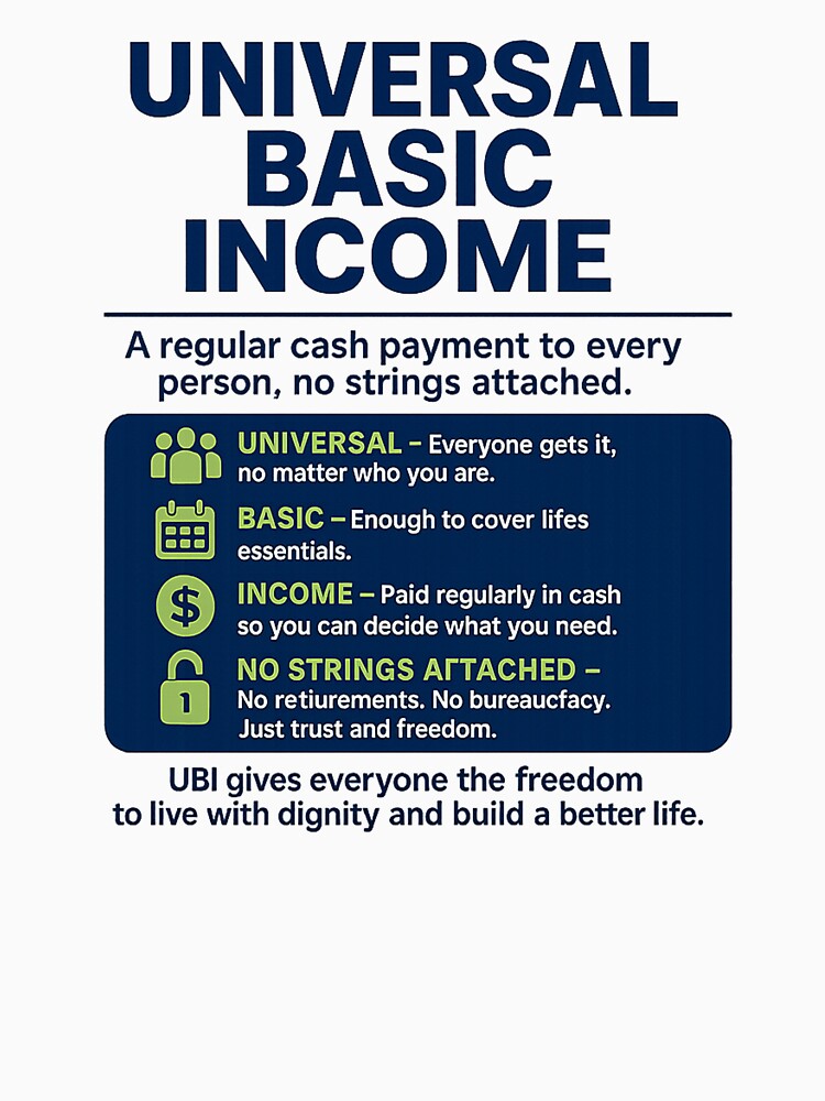 Universal Basic Income T-Shirt with Green and Blue by SociProgress