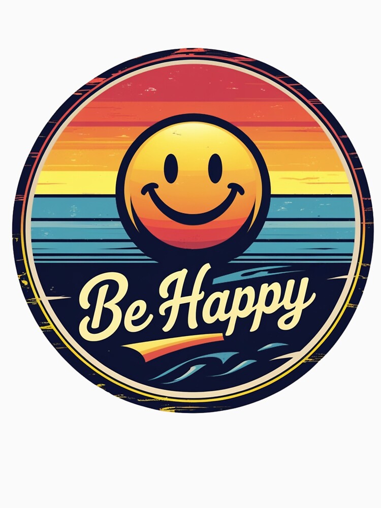 Sunset Smiley "Be Happy" Emblem by Frame and Flames