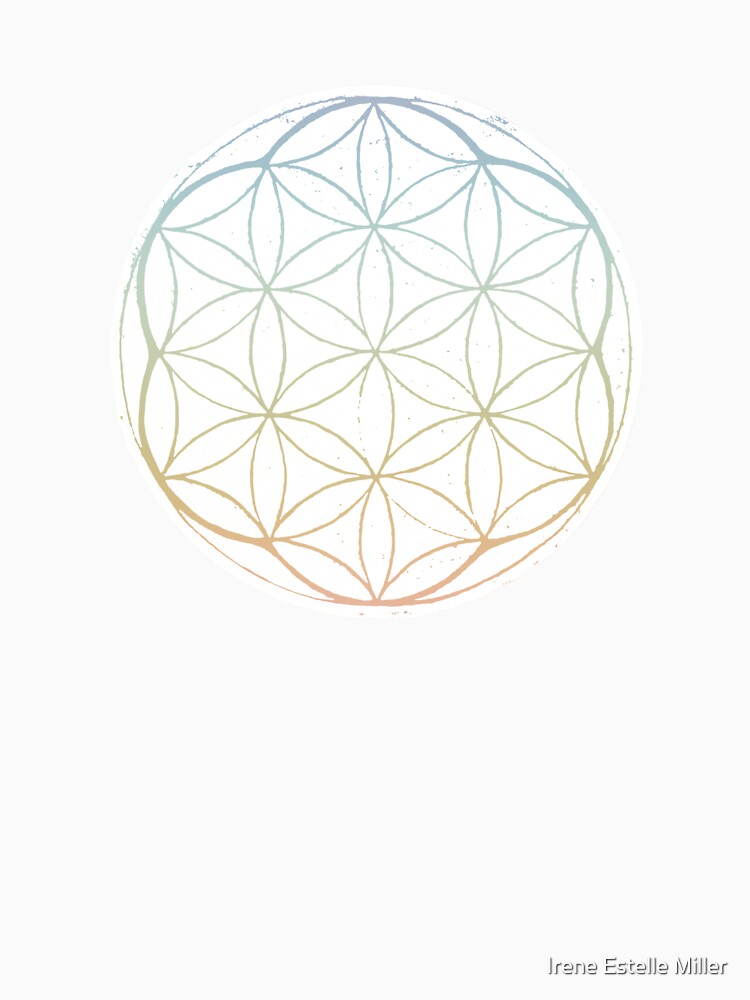 Flower of Life Linocut - Snow + Rainbow Sorbet by Irene Estelle