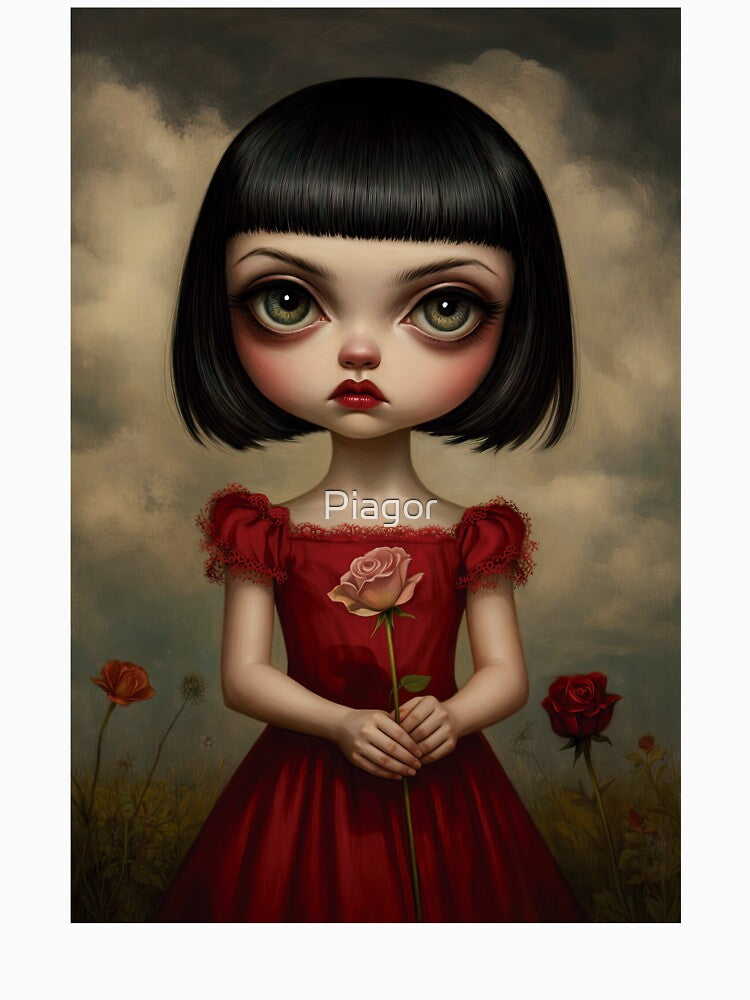 The Girl with the Quiet Rose. Pop Surrealism Art inspired by Mark Ryden. Lowbrow art.. by Piagor