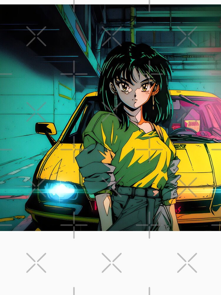 80s Anime Retro Girl Car Japanese Aesthetic The Classic by glasseskyodai