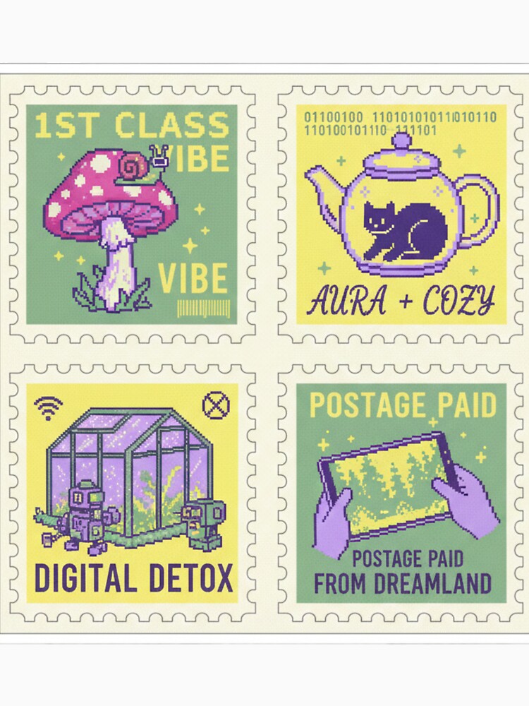 Aesthetic Postage Stamp Sticker Pack - Sage Green Digital Detox Journaling Set by Ishqkidua