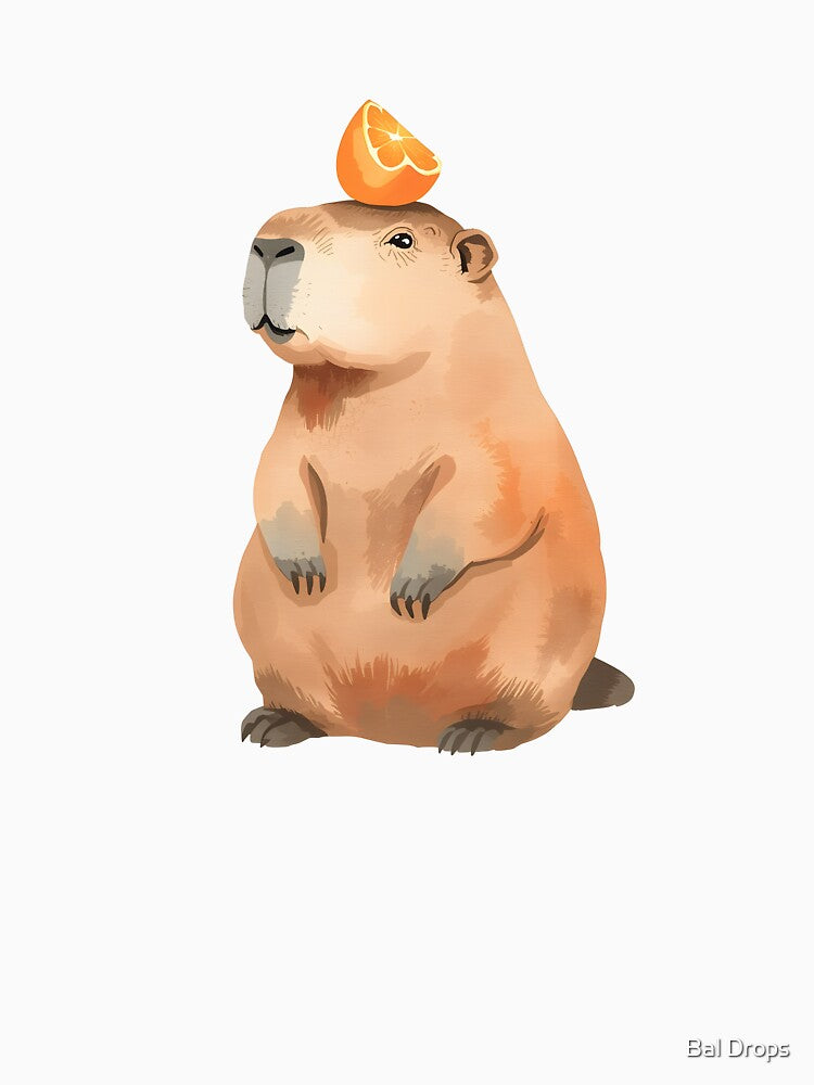 The Zen Capybara with an Orange by Bal Drops