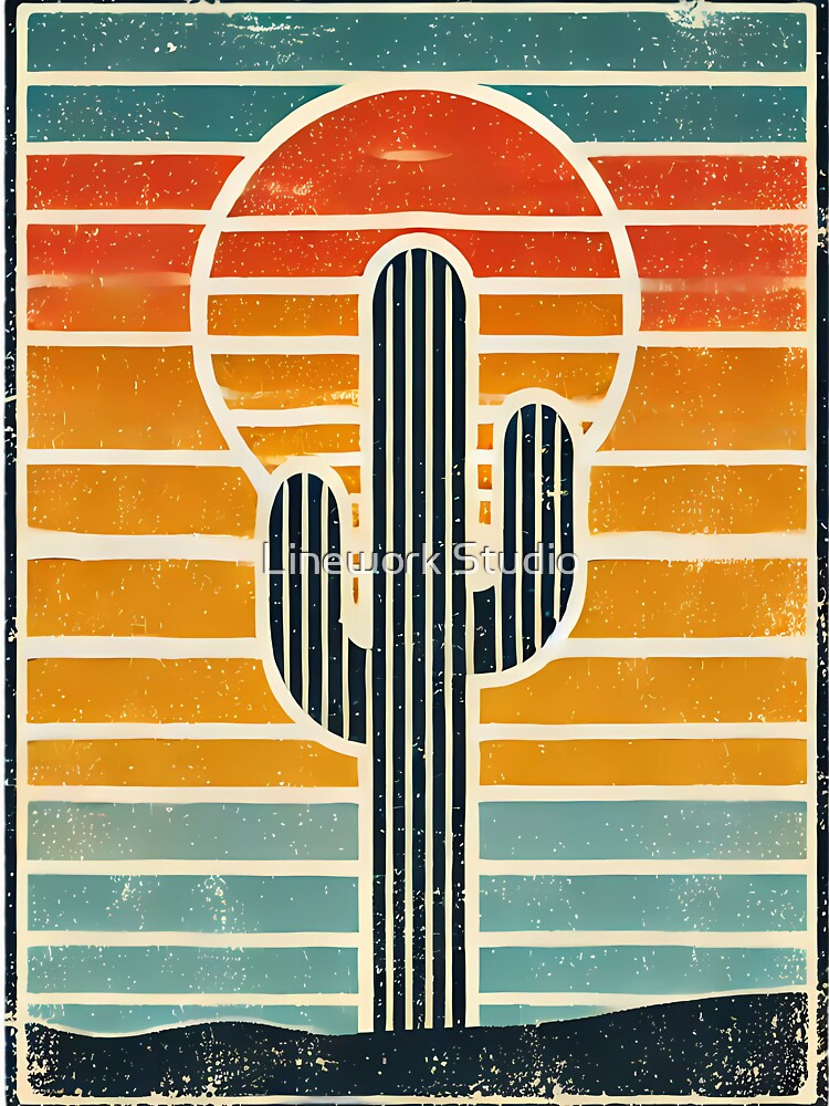 Retro Desert Vibes: Saguaro Sunset. by Linework Studio
