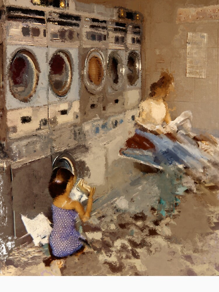 Lost in Thought at the Laundromat – Vintage Urban Scene by VibeMotion