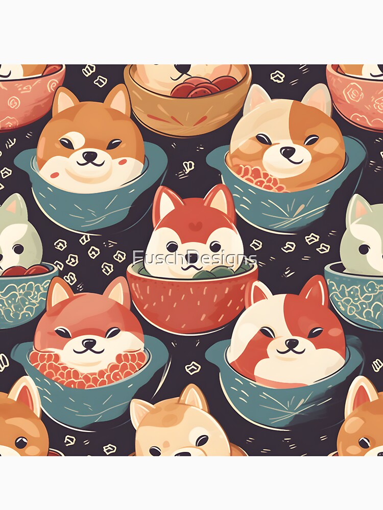 Awesome Shiba Inu Ramen Soup Pattern by FuschDesigns