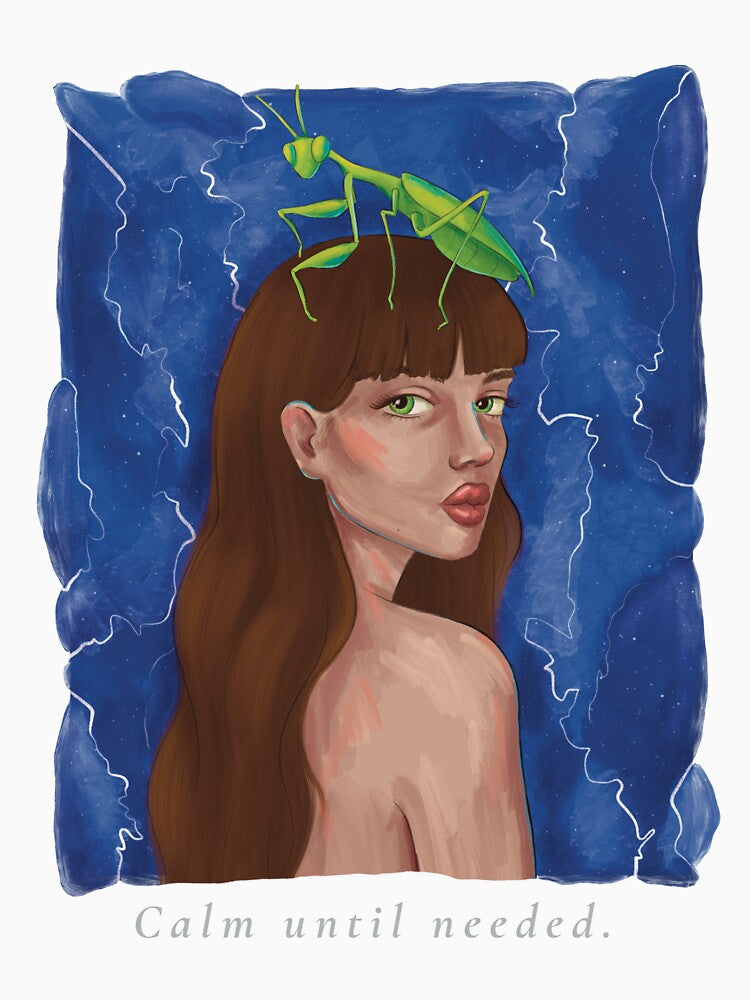 Calm Until Needed - Praying Mantis Feminine Power Art by art-injoy