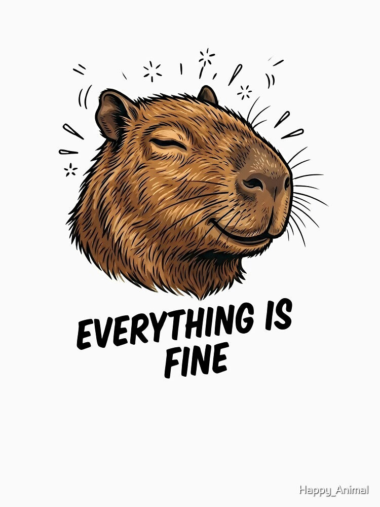 Chill Capybara 'Everything is Fine' - Sarcastic Animal Design by Happy_Animal