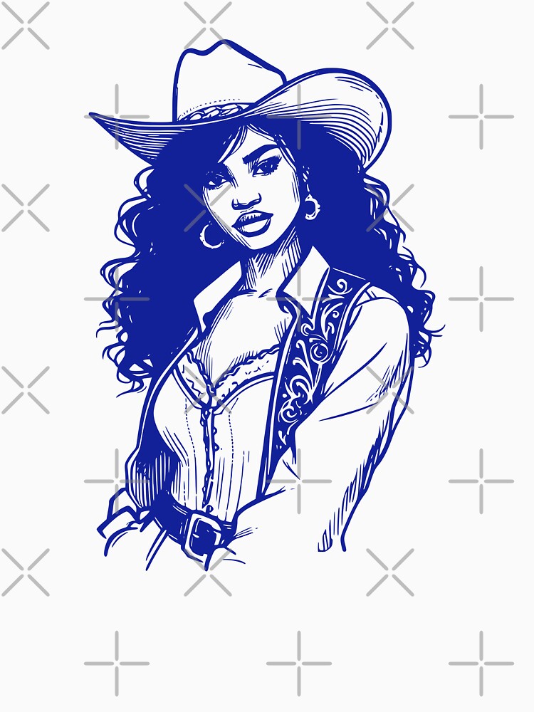 Cowgirl Line Drawing Country Western T-Shirt by Tiendita-Arroyo