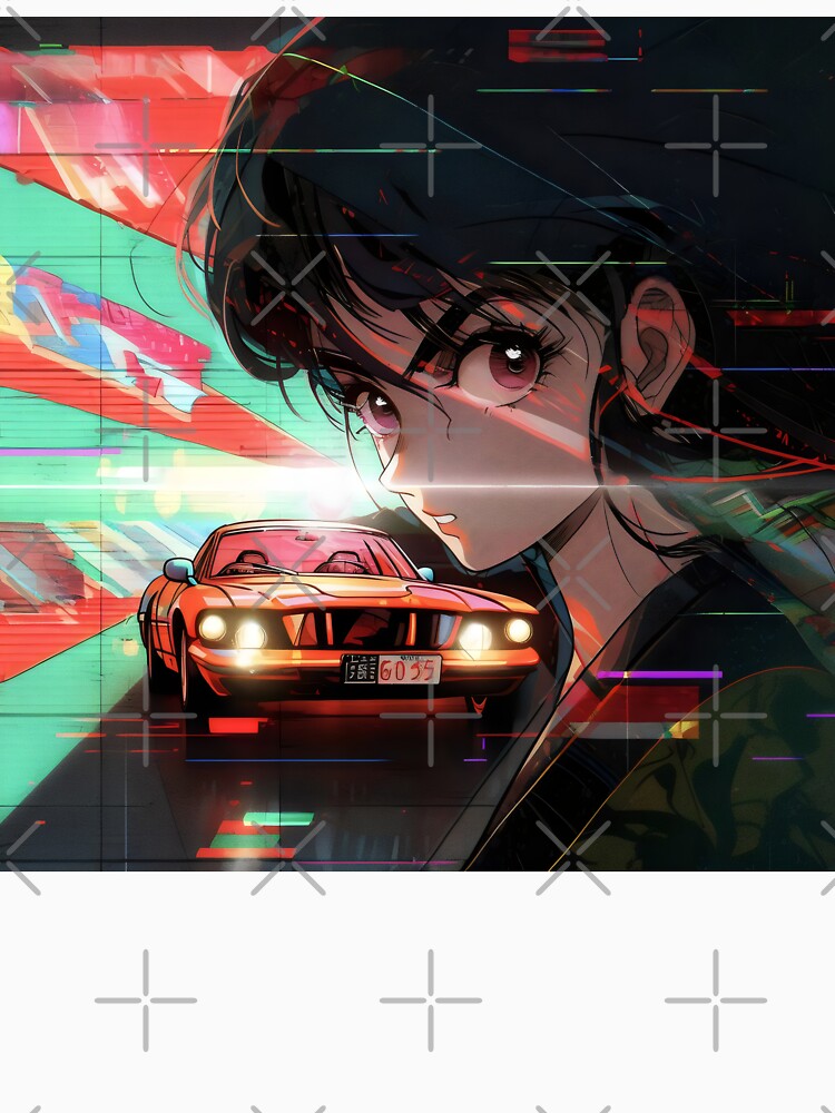 80s Anime Retro Girl Car Japanese Aesthetic by glasseskyodai
