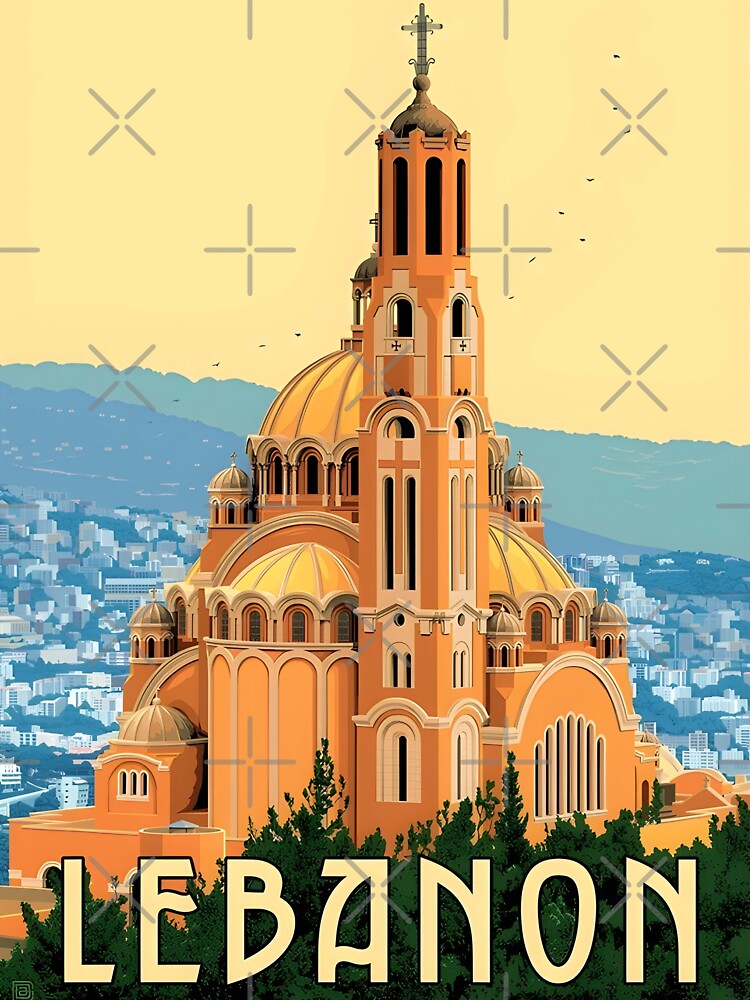 Lebanon Vintage Travel Poster – Iconic Church and Cityscape by RueckerZack