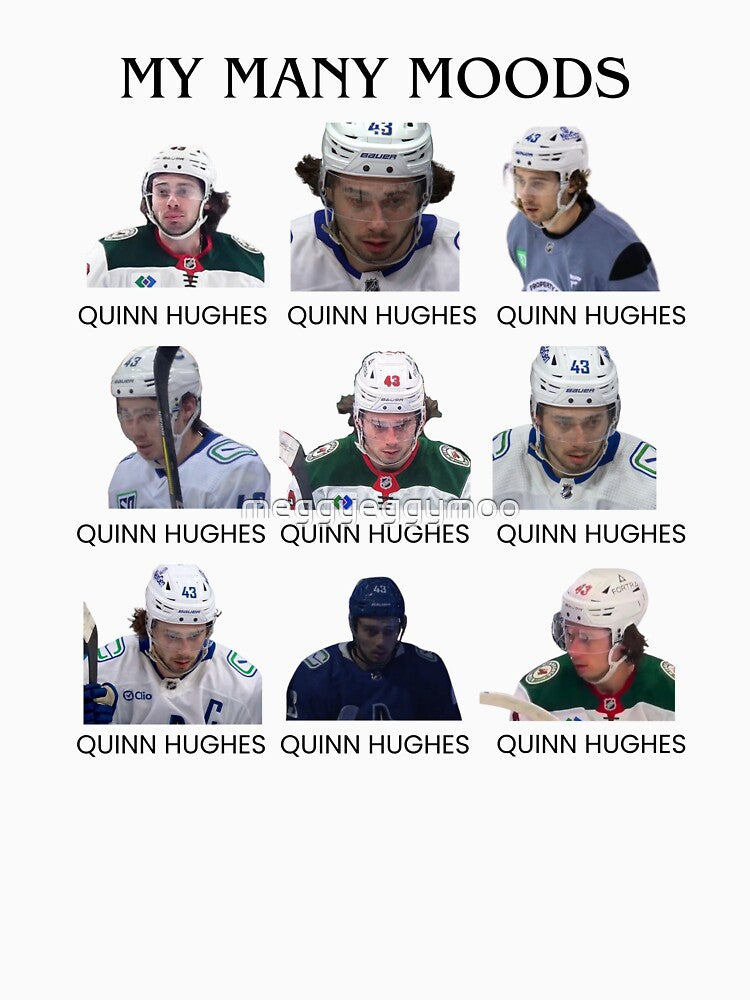 Quinn Hughes Many Moods Hockey by meggyeggymoo