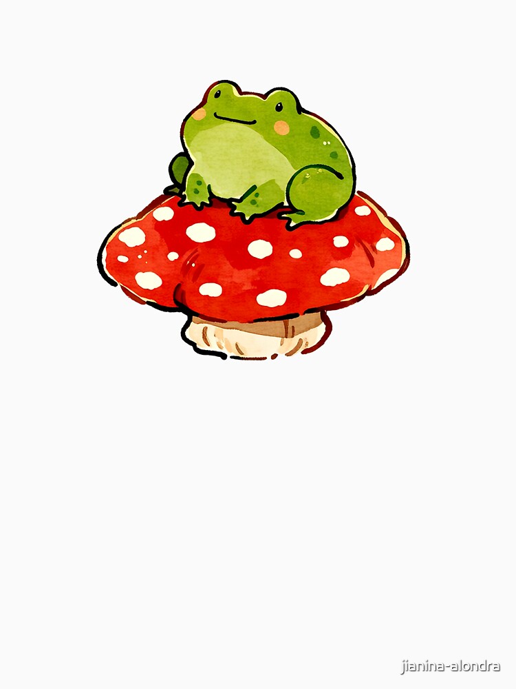 Cute Frog Sitting On Red Mushroom by jianina-alondra