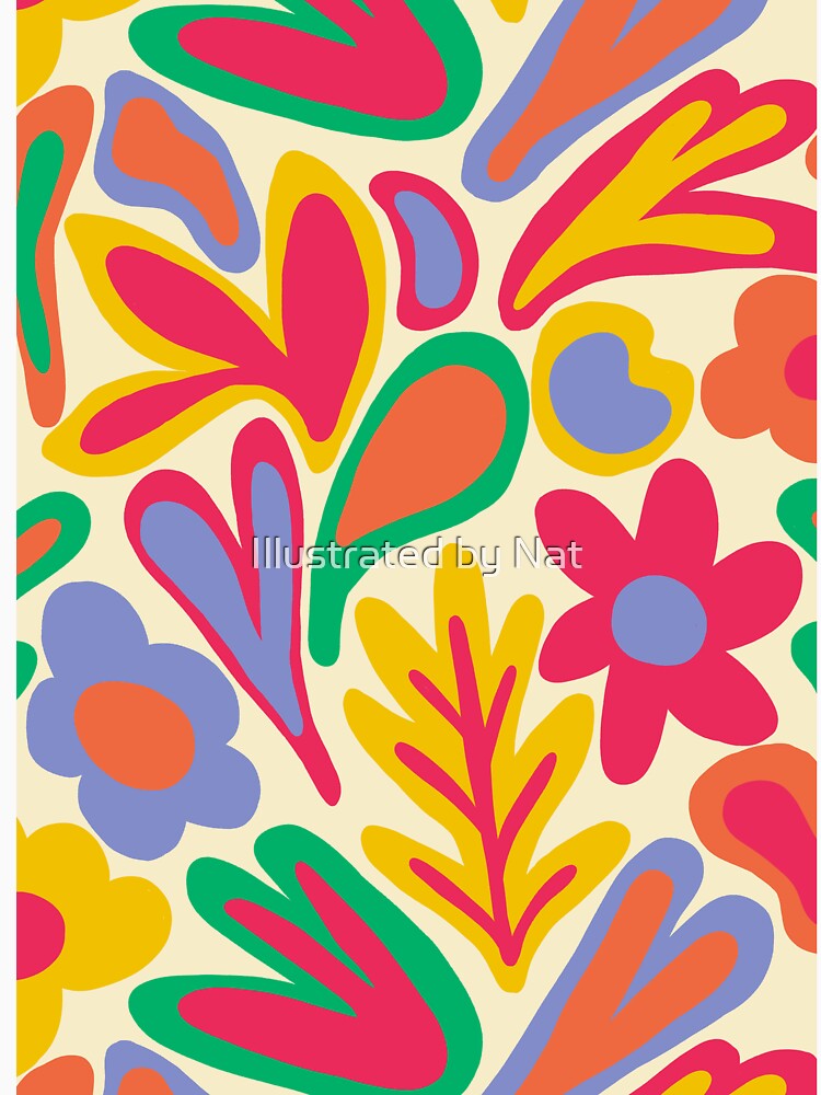 Flower power 1970s groovy retro pattern by Illustrated by Nat
