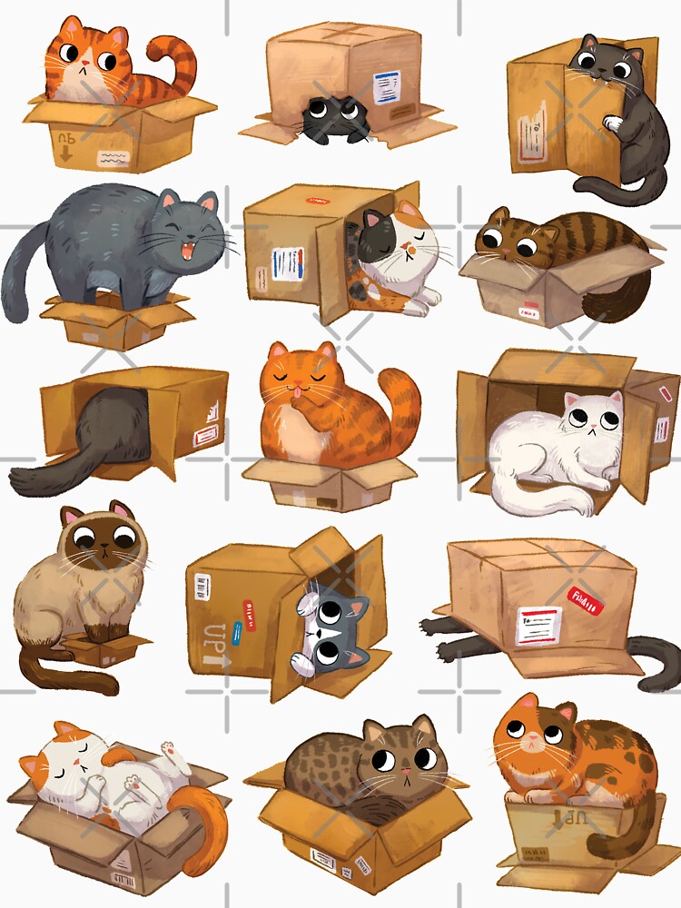 Cats In Boxes by michelledraws