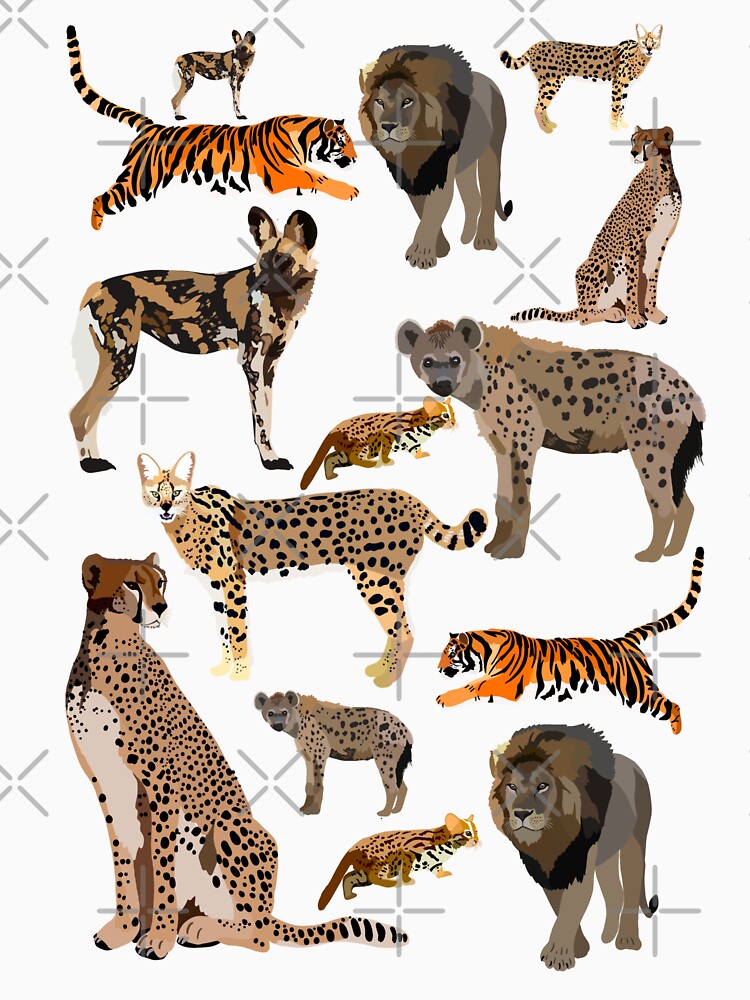 C is for Carnivore, Carnivore Artwork – Big Cat and Fossa Illustration Featuring Wild Predator Design by PrettylittlepastelUk