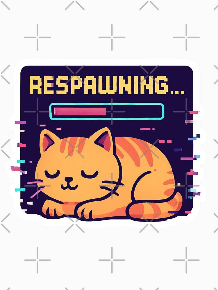 "Respawning" Funny Gamer Cat Loaf Vector Sticker by catastrocat